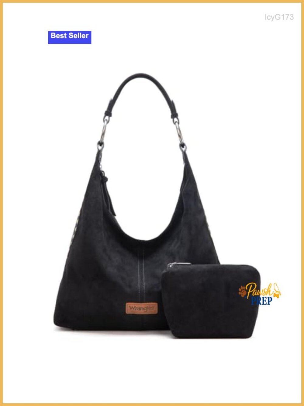 Wrangler Suede Hobo Purse Women Embossed Slouchy Shoulder Bag 2Pcs Set